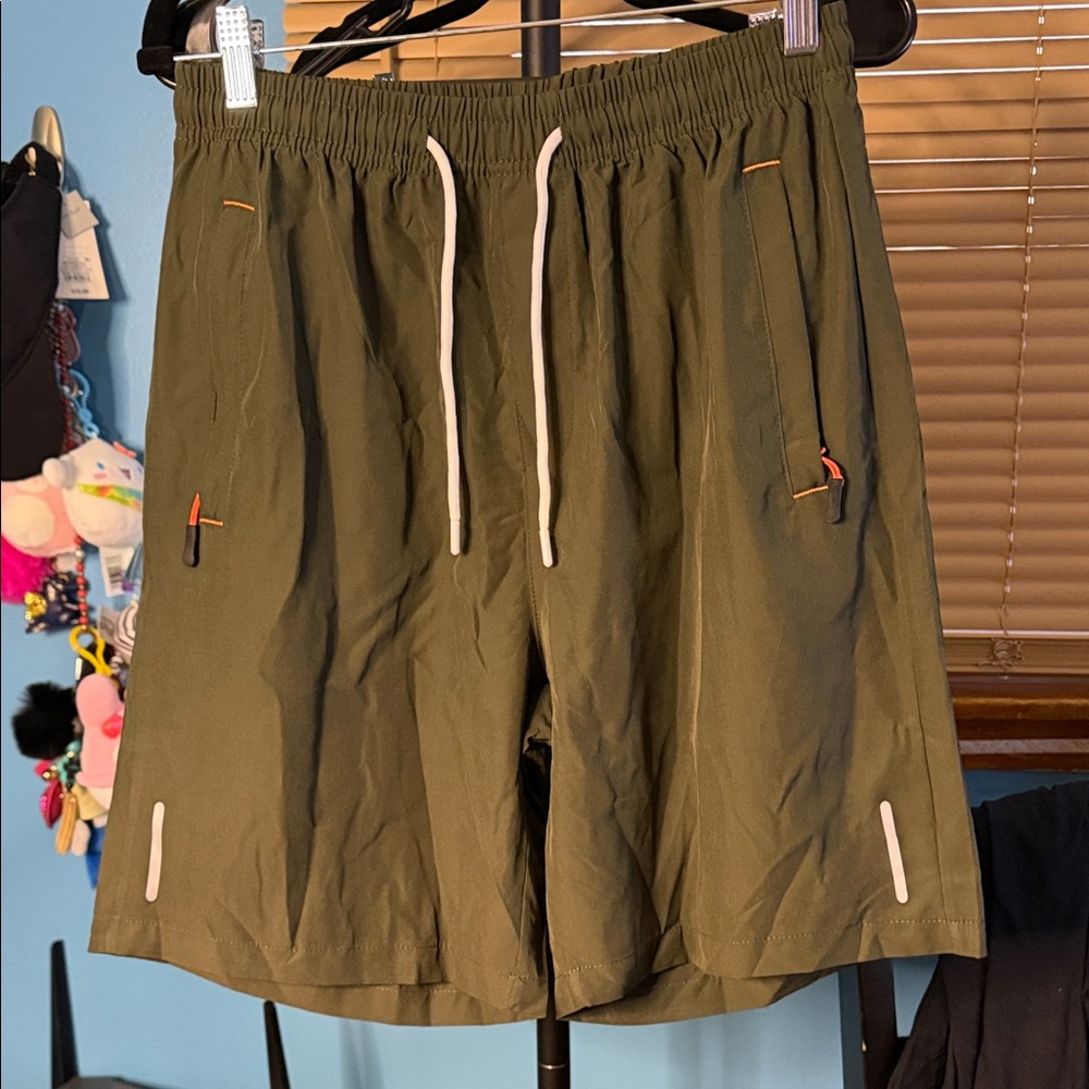 Three pair! Athletic Men's Shorts, size medium, Olive, Black and Gray